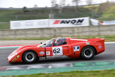 Photo for Scarperia, 2 April 2023: Chevron B16 year 1970 in action during Mugello Classic 2023 at Mugello Circuit in Italy. - Royalty Free Image