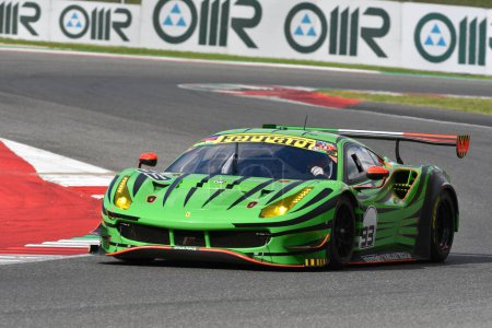 Photo for Scarperia - Italy, 28 October 2023: Ferrari 488 GT3 in action at the Mugello Circuit during Ferrari World Finals 2023 in italy. - Royalty Free Image