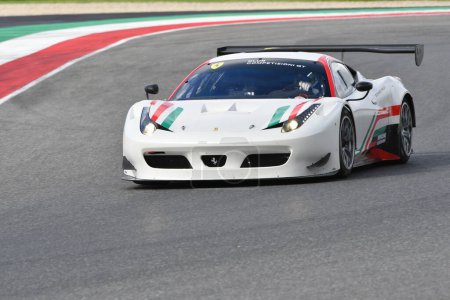 Photo for Scarperia - Italy, 28 October 2023: Ferrari 458 GT3 in action at the Mugello Circuit during Ferrari World Finals 2023 in italy. - Royalty Free Image