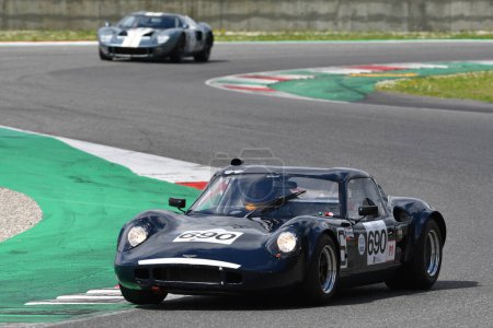 Photo for Scarperia, 2 April 2023: Chevron B8 year 1969 in action during Mugello Classic 2023 at Mugello Circuit in Italy. - Royalty Free Image