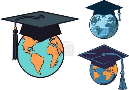 Este título refleja el alcance global de la educación, simbolizado por un tope de graduación encaramado en un globo estilizado, que representa el logro académico internacional.