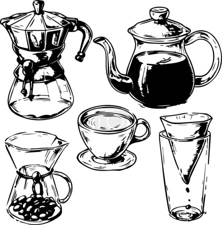 Ce titre reflète l'attrait intemporel des méthodes traditionnelles de brassage du café, illustré par l'équipement essentiel pour faire la tasse de café parfaite.
