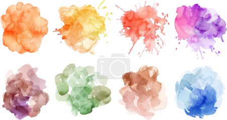 This image features a collection of vibrant watercolor splashes, providing a rich palette of colors ideal for adding an artistic touch to any creative project.