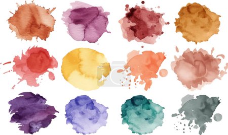 Esta imagen cuenta con una colección de vibrantes salpicaduras de acuarela, proporcionando una rica paleta de colores ideal para añadir un toque artístico a cualquier proyecto creativo.