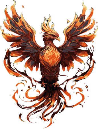 Fiery Ascend, un Phoenix vibrant à mi-vol symbolisant la renaissance et la transformation