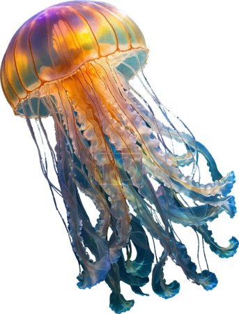 Underwater Elegance, A Colorful Jellyfish Floating Gracefully in the Ocean Depths