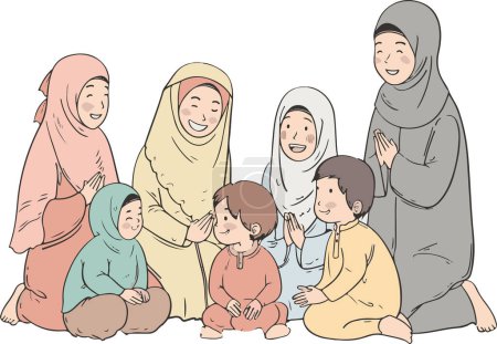 An illustration of a family gathering, filled with joyful faces and warm interactions. The scene captures the essence of family bonds and the happiness of being together.