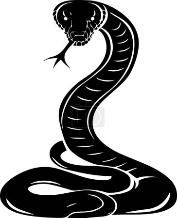 This striking black and white illustration captures the majestic and fearsome presence of a cobra, perfect for fans of reptile art and those who appreciate bold and dramatic designs.