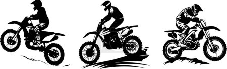 Motorcross riders showcasing their skills by performing stunts and jumps on their motorbikes. This illustration highlights the excitement and thrill of motorcross sports.