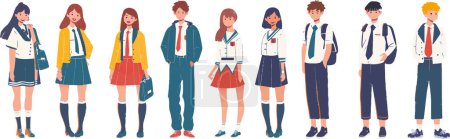 A group of students dressed in school uniforms standing together. This image captures the essence of school life and the unity among students.