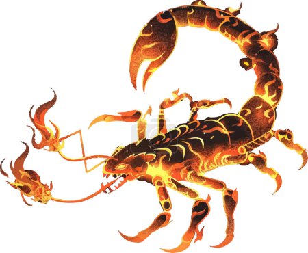 Ilustración de This fiery illustration of the Scorpio zodiac sign features a powerful and majestic scorpion. The vibrant colors and intricate details embody the intensity and mystery of Scorpio. - Imagen libre de derechos