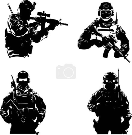This image highlights the silhouettes of special forces operatives, emphasizing their readiness and tactical prowess. Ideal for illustrating the dedication and skill of elite military units in covert operations.