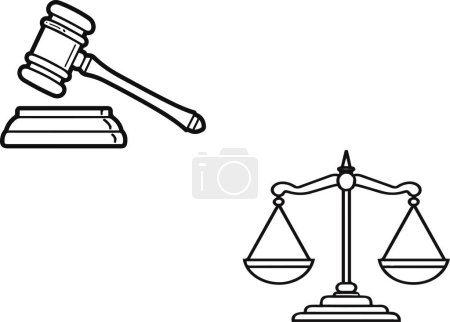 Dieses Bild zeigt wesentliche rechtliche Symbole, einschließlich Hammer und Schuppen, die die Konzepte von Gerechtigkeit und Recht repräsentieren. Perfekt für Anwaltskanzleien, Bildungsmaterialien und Gerechtigkeitsprojekte.