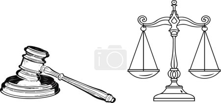 Dieses Bild zeigt wesentliche rechtliche Symbole, einschließlich Hammer und Schuppen, die die Konzepte von Gerechtigkeit und Recht repräsentieren. Perfekt für Anwaltskanzleien, Bildungsmaterialien und Gerechtigkeitsprojekte.