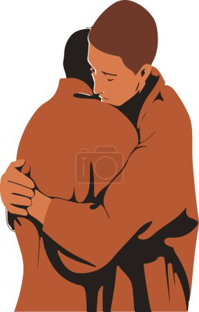Esta imagen ilustra maravillosamente a dos individuos que comparten un abrazo sincero, simbolizando el vínculo profundo de la conexión humana y la comodidad. Perfecto para temas relacionados con la empatía, el apoyo y el bienestar emocional.