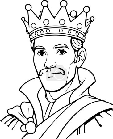 Ein Mann mit Krone und langem Gewand. Er hat einen Schnurrbart und einen Bart