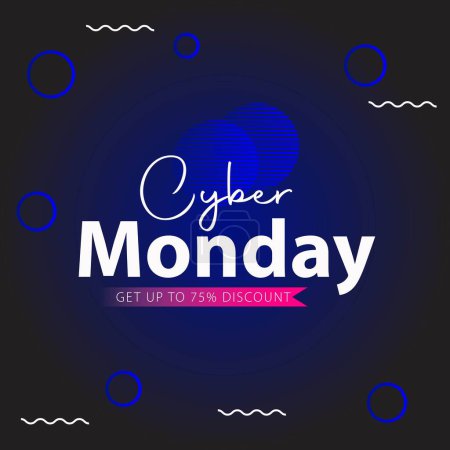 Téléchargez les photos : Jusqu'à 75 % Off pour Cyber Monday Vente Bannière Design en couleur bleue. - en image libre de droit