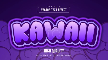 Illustration for Kawaii purple editable text effect - Royalty Free Image