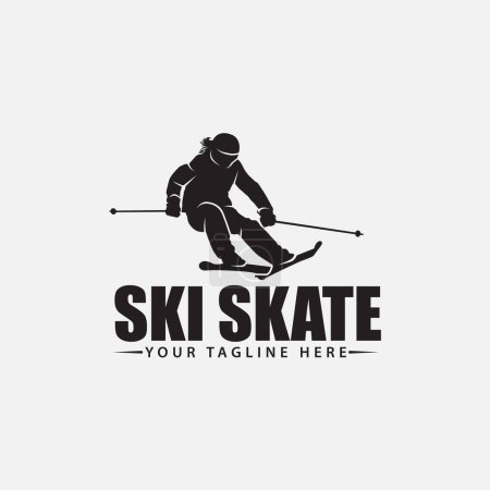 Téléchargez les illustrations : Modèle d'insigne et de logo de ski - en licence libre de droit