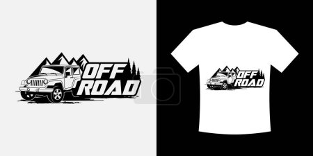 Téléchargez les illustrations : Modèle de T-shirt Jeep hors route Design - en licence libre de droit