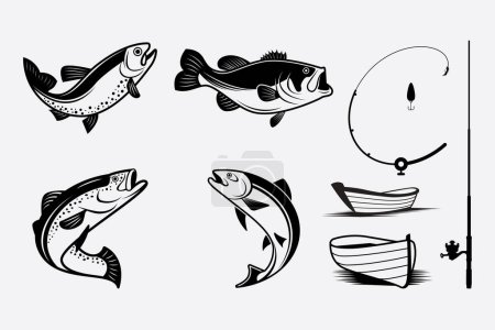 Insignia de pesca y diseño de la plantilla de logotipo 