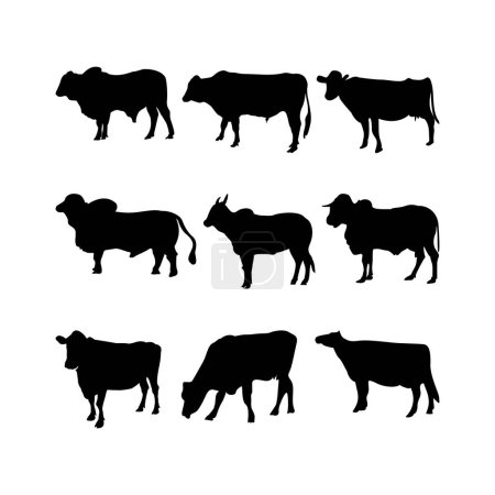 Téléchargez les illustrations : Illustration vectorielle de vache noire silhouette - en licence libre de droit