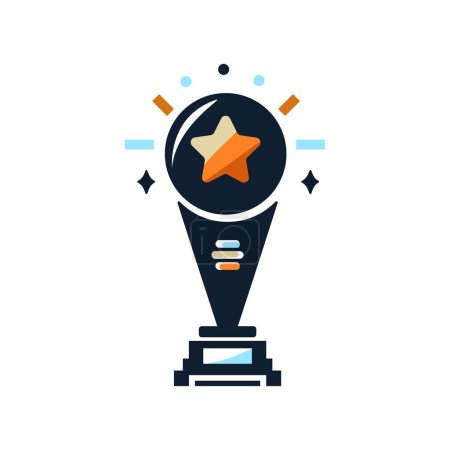 Trophy or Champion Cup flat vector illustration isolated on a white background. Trophy vector sign