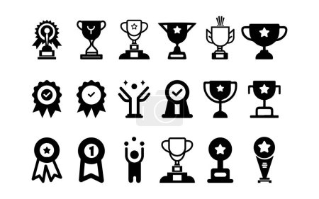 Trophy icons set. Trophy cup icon in flat style. Winner award vector illustration on a white isolated background.