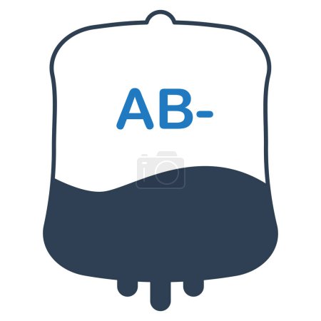 Illustration for Blood group icon isolated on white background. blood types vector illustration with blood bag. AB- - Royalty Free Image