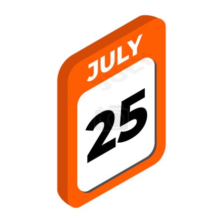 Ilustración de 25 de julio - Día del calendario, fecha Icono ilustración vectorial con estilo isométrico. Día importante del mes concepto signo vectorial. - Imagen libre de derechos