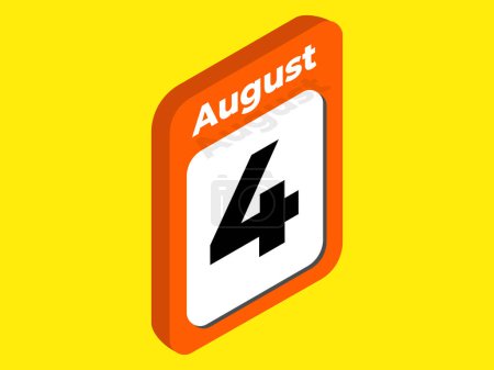 August 4- Calendar day icon vector illustration. Calendar days sign in Isometric style.