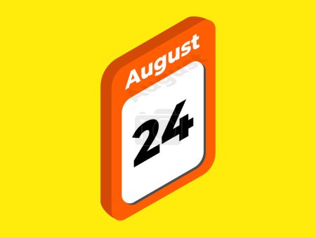 August 24- Calendar day icon vector illustration. Calendar days sign in Isometric style.
