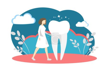 Illustration for The dentist fixed the teeth. Teeth whitening. Professional teeth cleaning. Vector illustration - Royalty Free Image