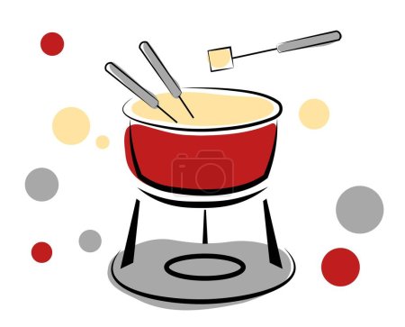 Illustration for Cheese fondue on a white background. Vector illustration - Royalty Free Image