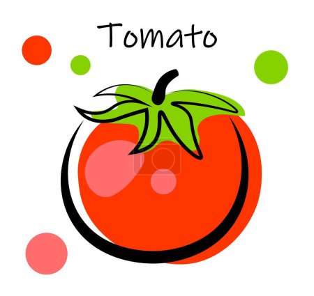 rote Tomate auf weißem Hintergrund. Vektorillustration