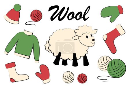 Illustration for Products made of sheep wool. Vector illustration - Royalty Free Image