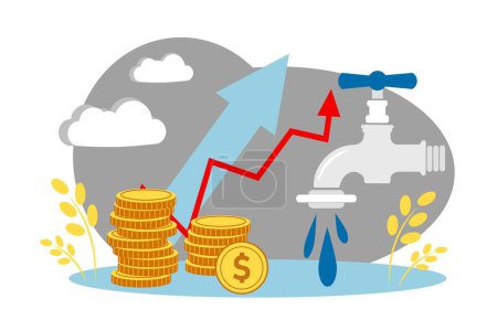 Illustration for Rising water prices. Vector illustration - Royalty Free Image