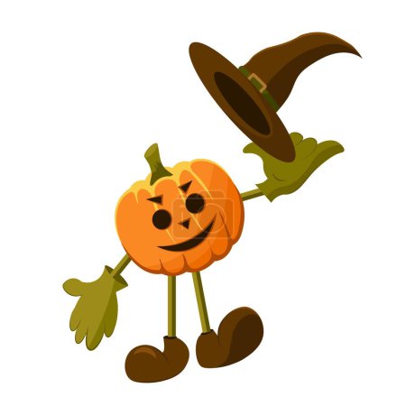 Illustration for Pumpkin with arms and legs. Vector illustration - Royalty Free Image