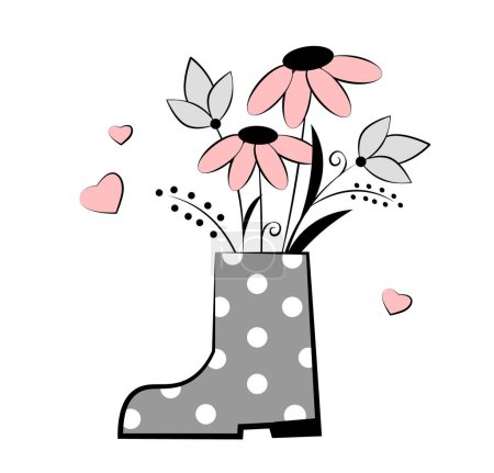 Illustration for Boot with flowers on white background. Vector illustration - Royalty Free Image