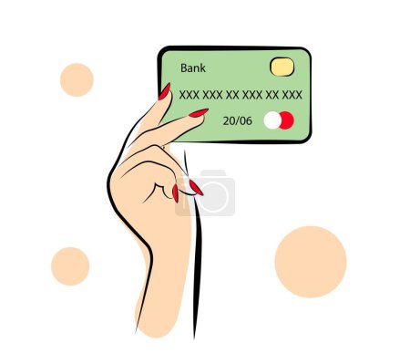 Illustration for Hand with credit card on white background. Vector illustration - Royalty Free Image