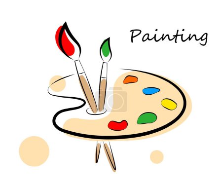 Illustration for Paints and brushes on a white background. Vector illustration - Royalty Free Image