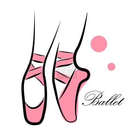 Téléchargez les illustrations : Jambes de ballerines. Chaussures Pointe. Ballet. Doodle. Illustration vectorielle - en licence libre de droit