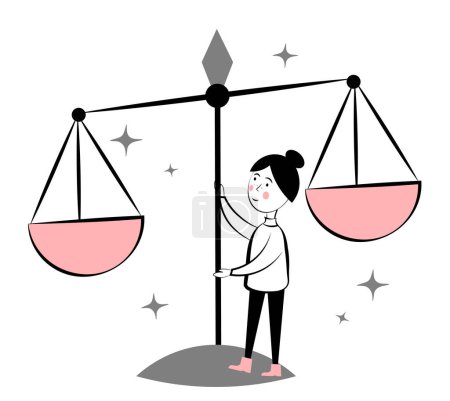 Illustration for Justice. Woman and scales. Law. Vector illustration - Royalty Free Image