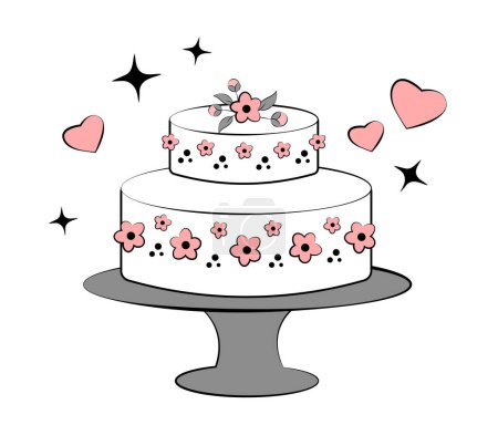 Wedding cake on white background. Vector illustration