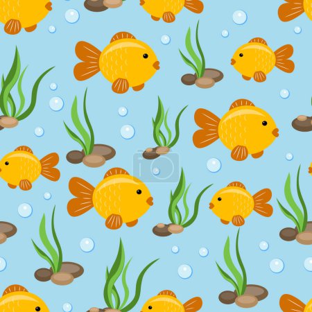 Seamless pattern with aquarium fish. Vector illustration