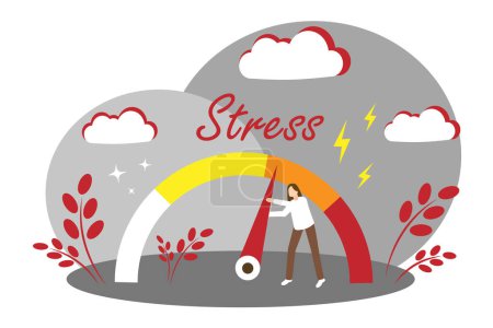 Stress levels. Different moods of a woman. Stressful situation. Vector illustration