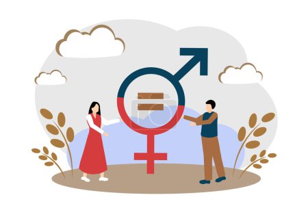 Gender equality. Men and women have equal rights. Feminism. Vector illustration