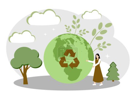 Ecological problems. Garbage recycling. Clean Planet. Vector illustration