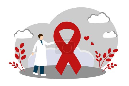 Día Mundial del SIDA. Cinta de terna. SIDA y VIH. Ilustración vectorial