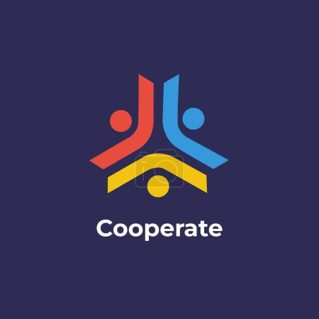 Ilustración de Cooperar - Logotipo de colaboración de equipos para empresas o empresas - Imagen libre de derechos